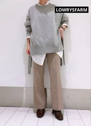 [ LOWRYSFARM ] 스웨터 니트 긴팔 그레이 리본
