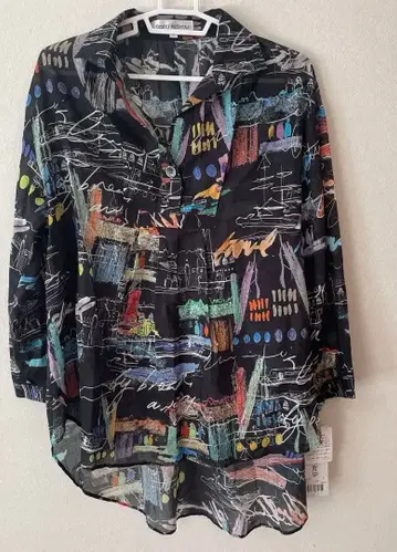 새상품 프랑스 원단 코튼 오버 블라우스