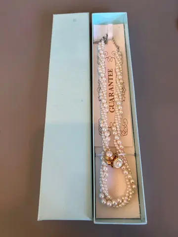 탄수화물 펄 5연 목걸이 귀찌 세트