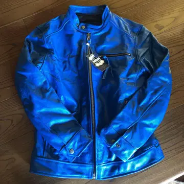 천연 가죽 싱글 라이더 FORTIME 패션 가죽 M 사이즈 파랑