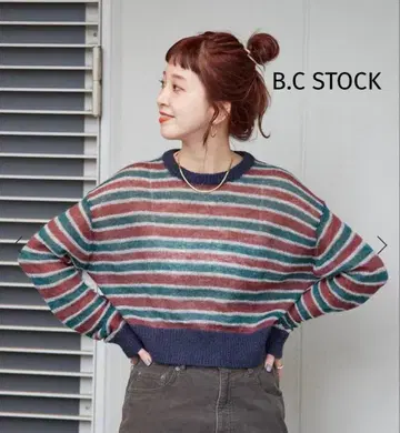 미사용 택 포함 B.C STOCK 포기 멀티 니트 풀오버