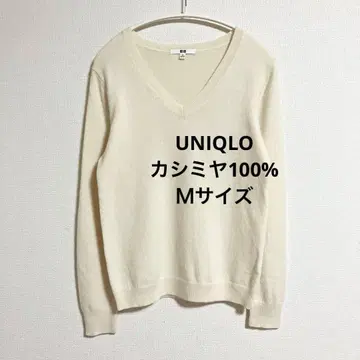 유니클로 캐시미어 100% V넥 스웨터 아이보리 M