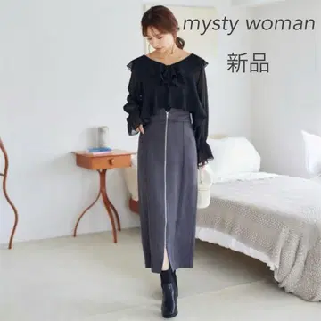 새상품 mysty woman 스웨이드 라이크 zip 내로우 스커트