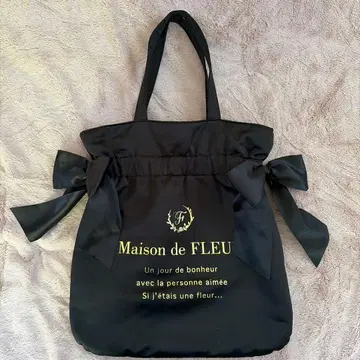 Maison de FLEUR W 리본 토트 블랙