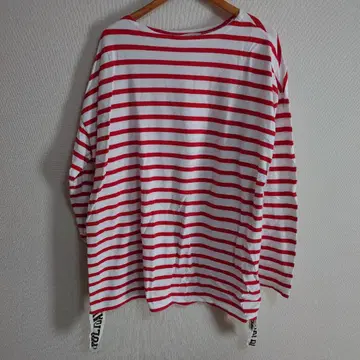 holiday 보더 테이프 롱 T 빨간색 x 화이트