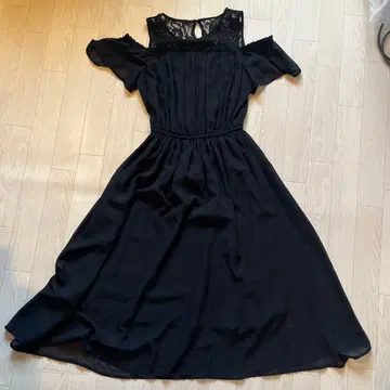 블랙 레이스 오프숄더 롱 원피스 레이스 오픈 숄더 슬리브리스