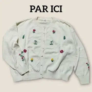 레어 새상품급 PAR ICI 팰리시 꽃 자수 가디건 아이보리