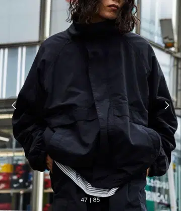 빅 실루엣 나일론 플리스 리버서블 스탠드 카라 블루종 M