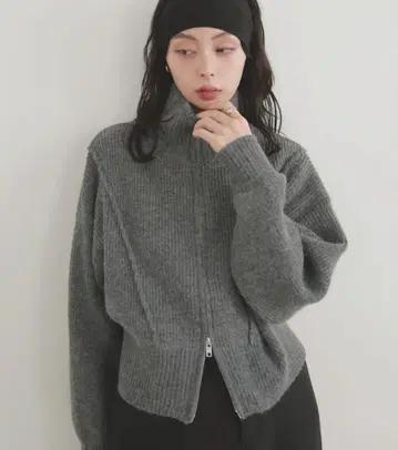 lian 알파카 터치 더블 지퍼 풀오버