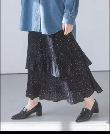 택 포함 새상품 얇은 플리츠 캉캉 스커트 아파트 바이 로리즈