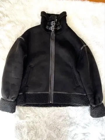 GRL 무스탕 보아 블루종 숏코트 블랙 M