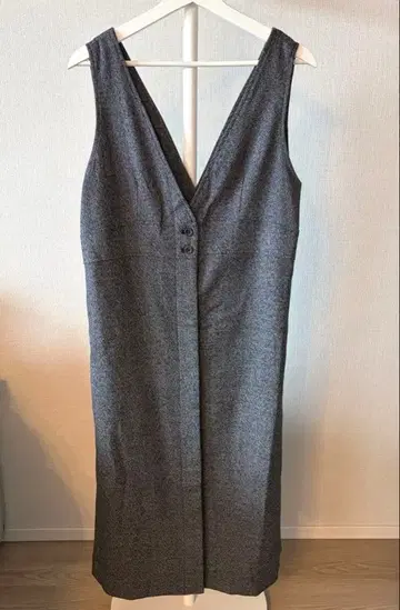 V넥 롱 점퍼 원피스