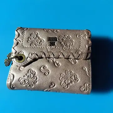 ANNA SUI 접이식 지갑 핑크 베이지