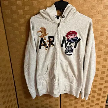 AVIREX 지퍼 후드티 ARMY 와펜 프린트