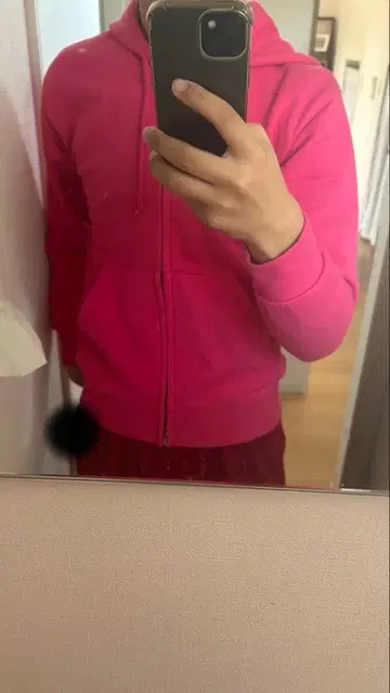 핑크 풀 집업 후드티 후드 부착 크롭 기장