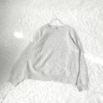 chut!te 펄 장식 다이아몬드 패턴 니트 스웨터 M 라이트 그레이