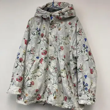 슈퍼 하카 꽃무늬 코트 플라워 프린트 x 플리스 보아 안감 후드티 코트