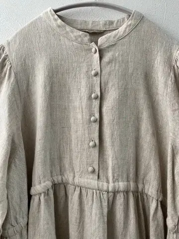 스탠드넥 허리 개더 원피스