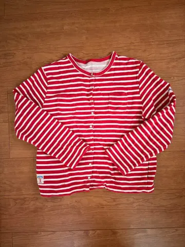 프릭스스토어 빨흰 스트라이프 긴팔 가디건