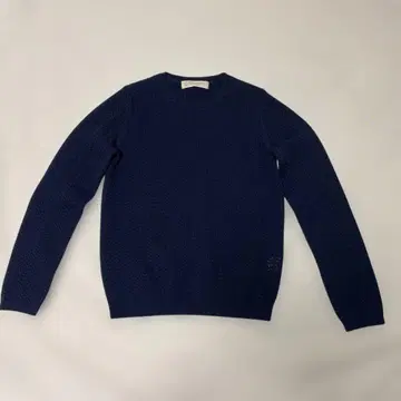 네이비 편직 무늬 크루넥 스웨터 울 100% 뷰티앤유스