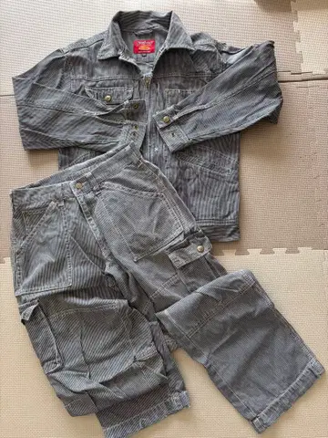 DOGMAN 남성용 작업복 히코리 패턴 상하의 세트 M 사이즈