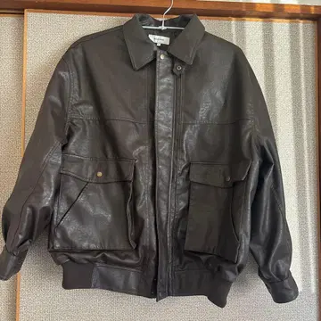 다크 브라운 가죽 자켓 봄버