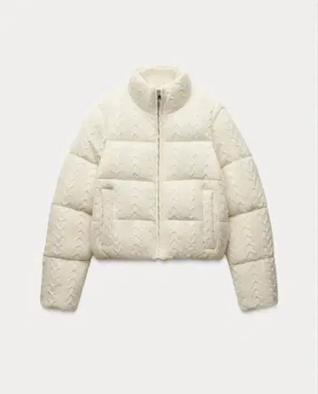 도트 무늬 퀼팅 아노락 케이블 니트풍 다운 자켓 ZARA