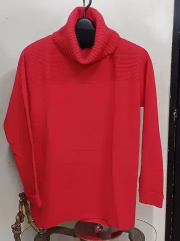 UNTITLED 레드 터틀넥 니트 스웨터