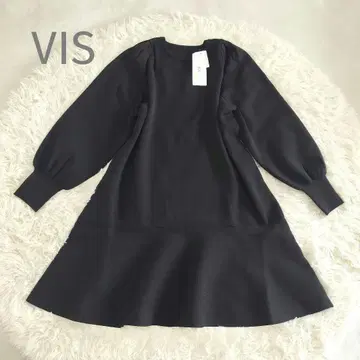 VIS [세탁 가능] 퍼프 슬리브 미니 원피스 블랙 sustainable