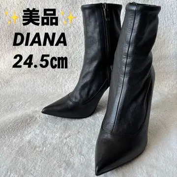 새상품급 DIANA 다이애나 숏부츠 블랙 가죽 스틸레토