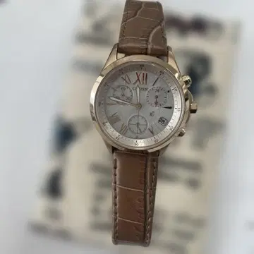 Citizen 아날로그 시계 골드/브라운