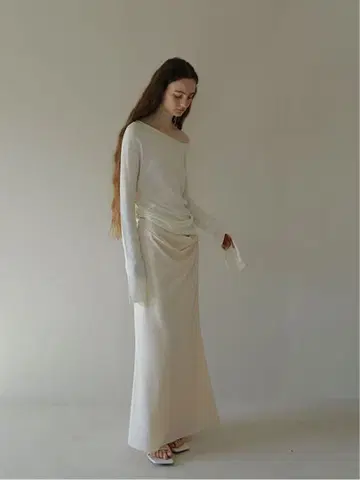 드레이프 허리 레이어드 라이크 롱 스커트