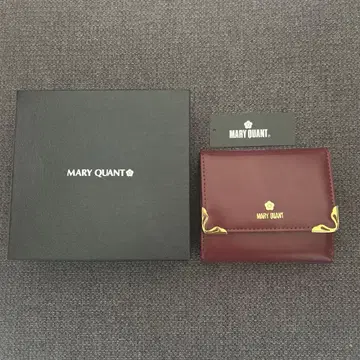 MARY QUANT 코너 메탈 가죽 접이식 지갑 소가죽