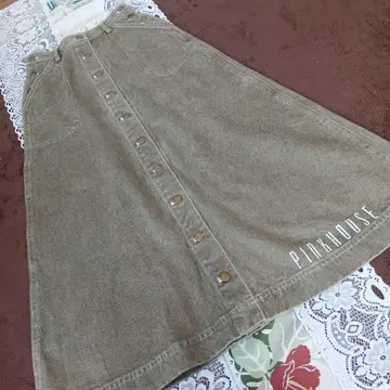 PINK HOUSE 올리브 그린 A라인 데님 스커트
