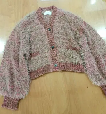 새상품 rosiee 워셔블 샤기 가디건 핑크