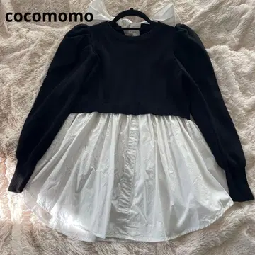 cocomomo 블라우스 도킹 니트 퍼프 슬리브 디자인