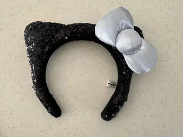 블랙 고양이 귀 머리띠 ( 스팽글 )