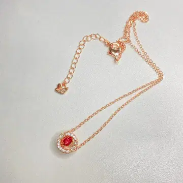 로즈 골드 빨간색 스톤 목걸이