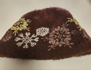 CA4LA 카시라 울 혼방 펠트 햇 꽃무늬 프린트 보르도 계열