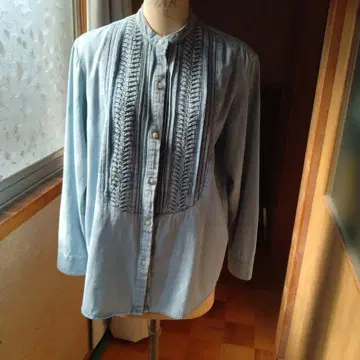 SOMETHING 데님 셔츠 ST213 M 빈티지풍 라이트 블루