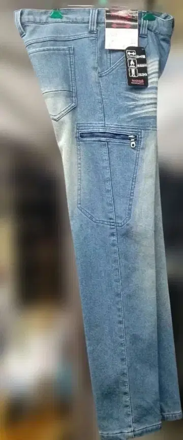 보온 소재 슬림 데님 팬츠 블루 M 미사용품