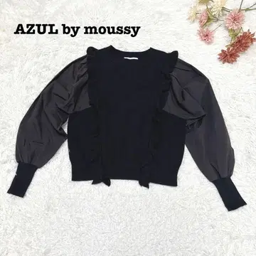 s.2143 [ 아줄바이마우지 ] 긴팔 도킹 니트 프릴 블랙