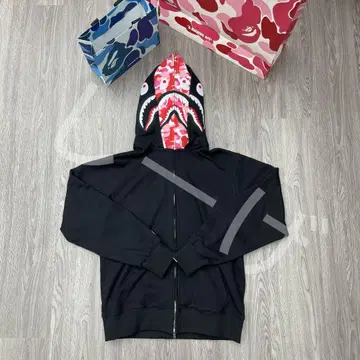 APE 상어 디자인 집업 후드티 블랙 M