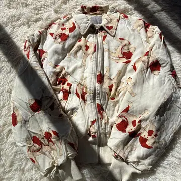 파우더 불독 패턴 퀼팅 블루종