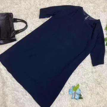 컨디션 최상 그린 라벨 릴랙싱 무릎 기장 원피스 네이비 빅 실루엣