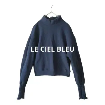 LE CIEL BLEU 루쉘 블루 맨투맨 소매 리브 숏 기장 속기모