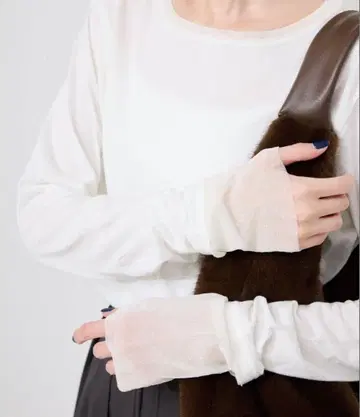 SLOBE IENA 레이어드 플로키 도트 슬리브 롱 TEE 화이트