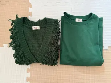 미사용 BEAMS HEART 베스트 부착 원피스 그린