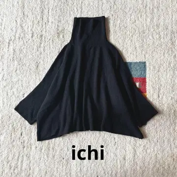 이치 모헤어 혼방 와이드 터틀 니트 블랙 백 슬릿 루즈 니트