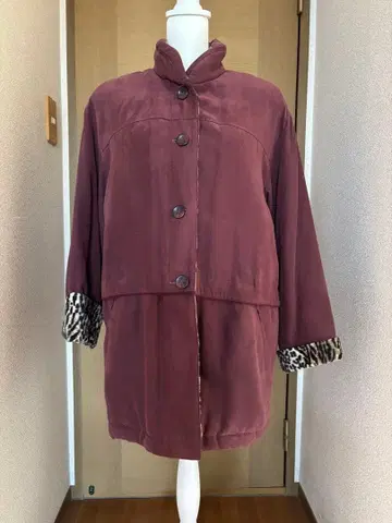 스웨이드 느낌 코트 와인 레드 계열 프리 사이즈